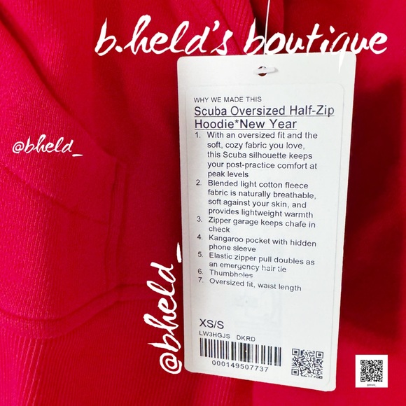 lululemon Lunar New Year Scuba Oversized Half-Zip Hoodie Dark Red Size XS/S NWT - Picture 2 of 15